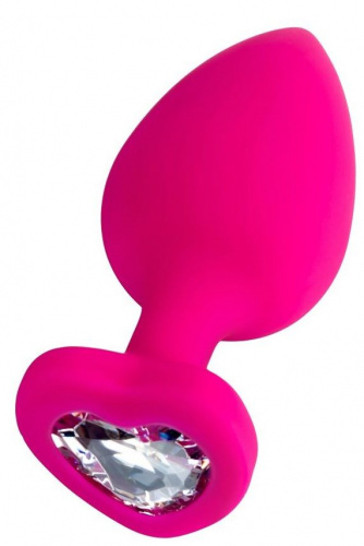 Розовая анальная втулка Diamond Heart, 9.5см