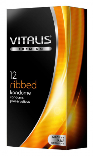 Презервативы Vitalis Premium 12 шт - ребристые (шир 52mm)