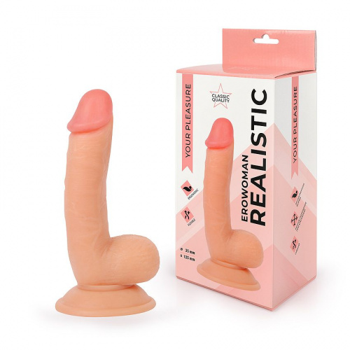 Телесный реалистичный фаллоимитатор Erowoman - 18 см