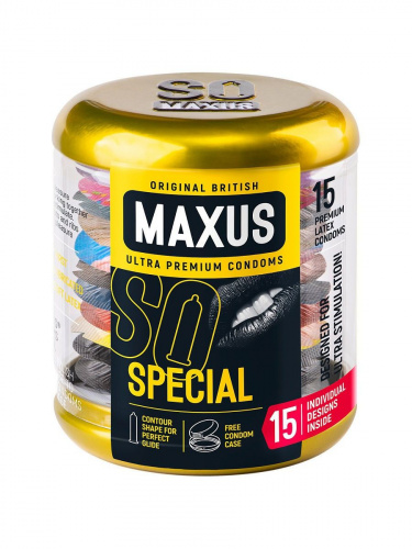 Презервативы с точками и рёбрами в железном кейсе MAXUS Special - 15 шт