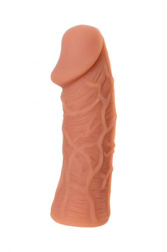 Телесная насадка с усиками и открытой головкой Nude Sleeve S - 10 см.