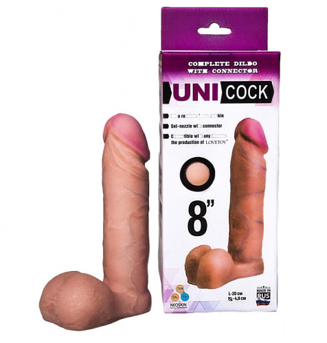 Фаллическая насадка для страпона UNICOCK 8" - 20 см.