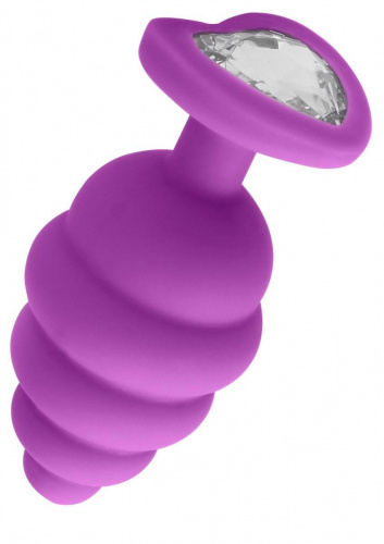 Анальная пробка Large Ribbed Diamond Heart Plug