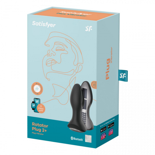 Анальная пробка с вибрацией и массажем бусинами Rotator Plug 2+ (black)