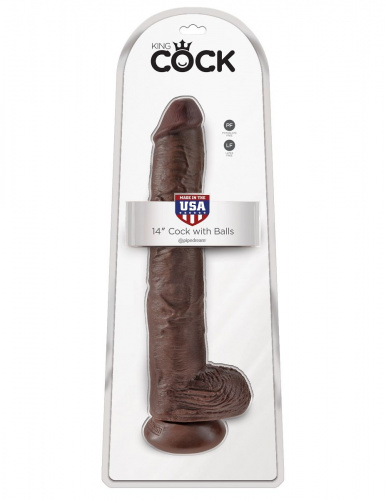 Коричневый фаллоимитатор-гигант Cock with Balls - 37,5 см.